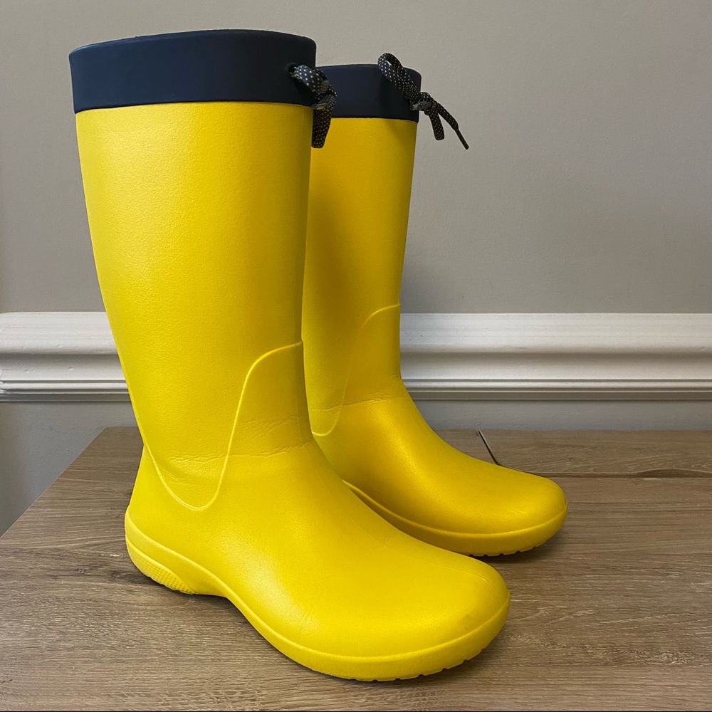 Crocs Women’s Freesail Rain Boots 203541 Yellow Navy